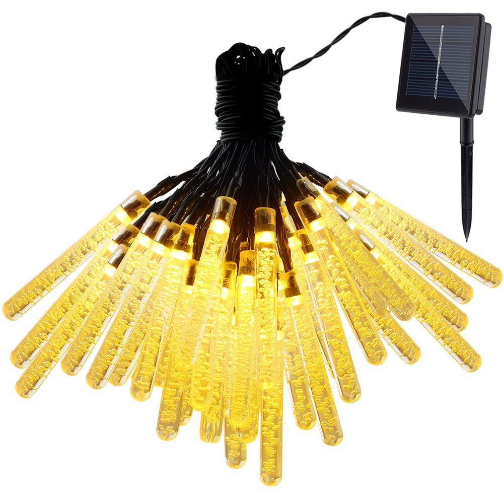 GDEALER 21ft 30LED Waterproof Outdoor Ice Piton Solar String Lights