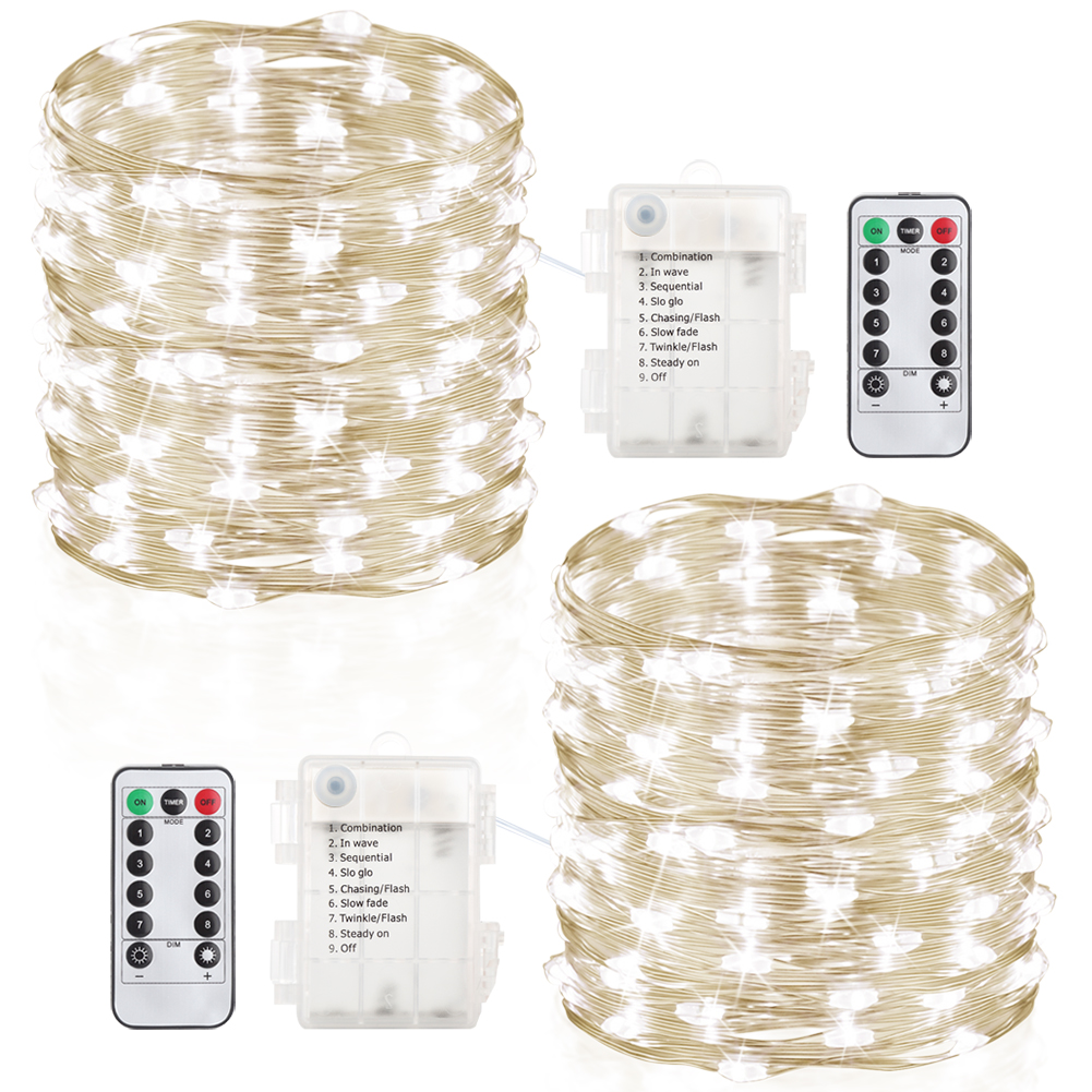 2pk 60 LED 20' Copper Wire String Lights Battery Powered Party Xmas Wedding Cool 