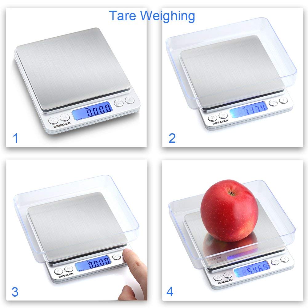 Food Scale, 0.001oz Precise Digital Kitchen Scale Gram Scales Weight Food  Coffee Scale Digital Scales for Cooking Baking Stainless Steel Back-lit LCD  Display Pocket Small Scale, Silver 