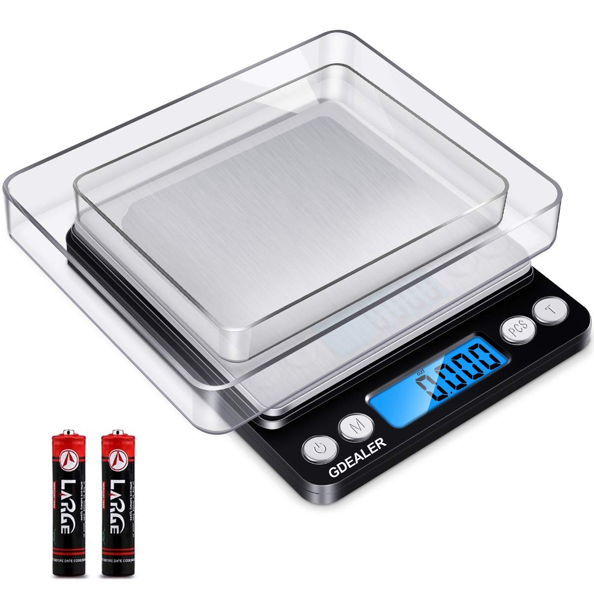 GDEALER Digital Pocket Kitchen Scale 0.001oz/0.01g 500g Kitchen Food Scale Jewelry Weight Compact Scale, Tare, Stainless Steel, Backlit Display, Black