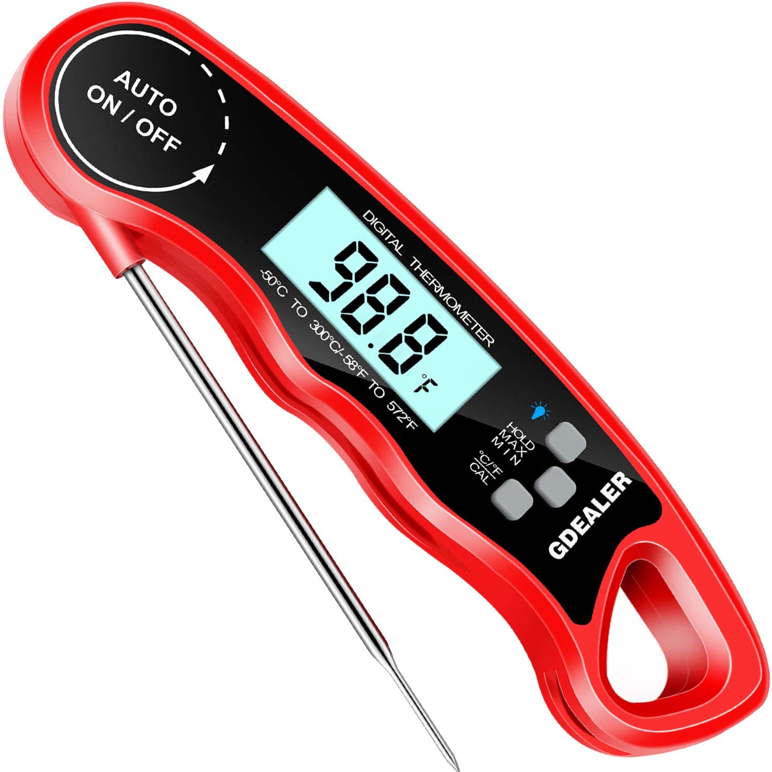 GDEALER DT09 Waterproof Digital Instant Read Meat Thermometer with 4.6” Folding Probe Calibration Function for Cooking Food Candy, BBQ Grill, Smokers